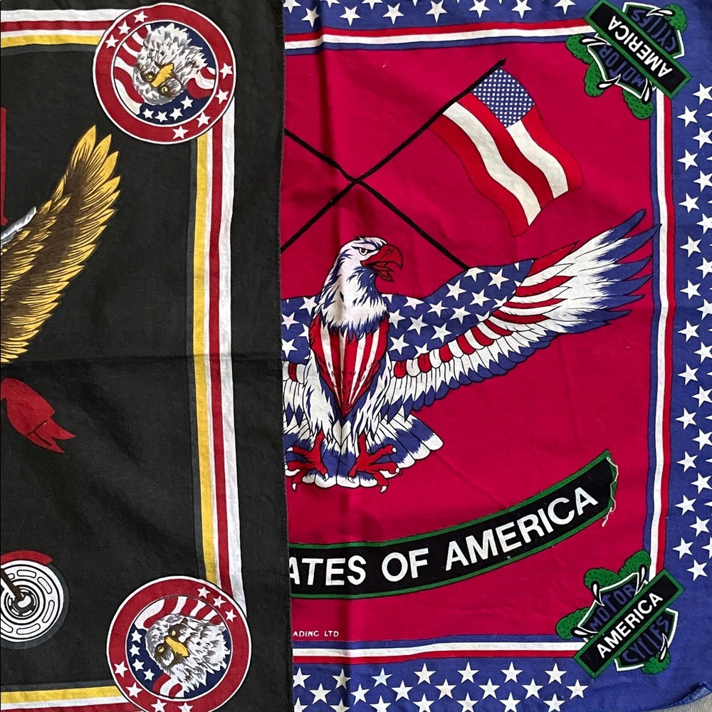 2 Vintage Harley Davidson Bandana and USA biker